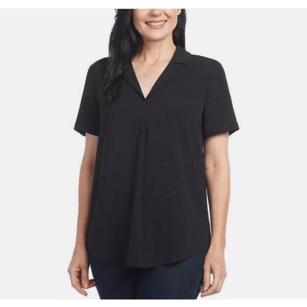 Hilary Radley Women's V-Neck Short Sleeve Blouse